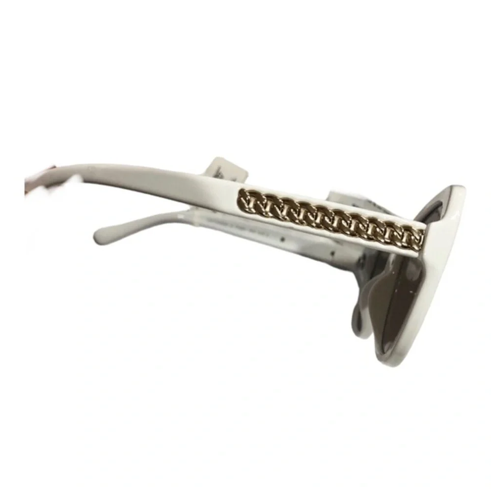 Tahari glamorous Jackie-o style white gold chainlink oversized oval‎ sunglasses